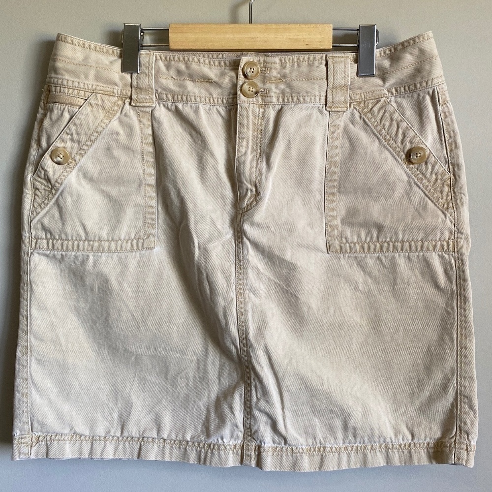 Eddie Bauer Women's Cream Button Mini Skirt Size 12